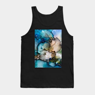 Abstract acrylic art in teal and gold Tank Top